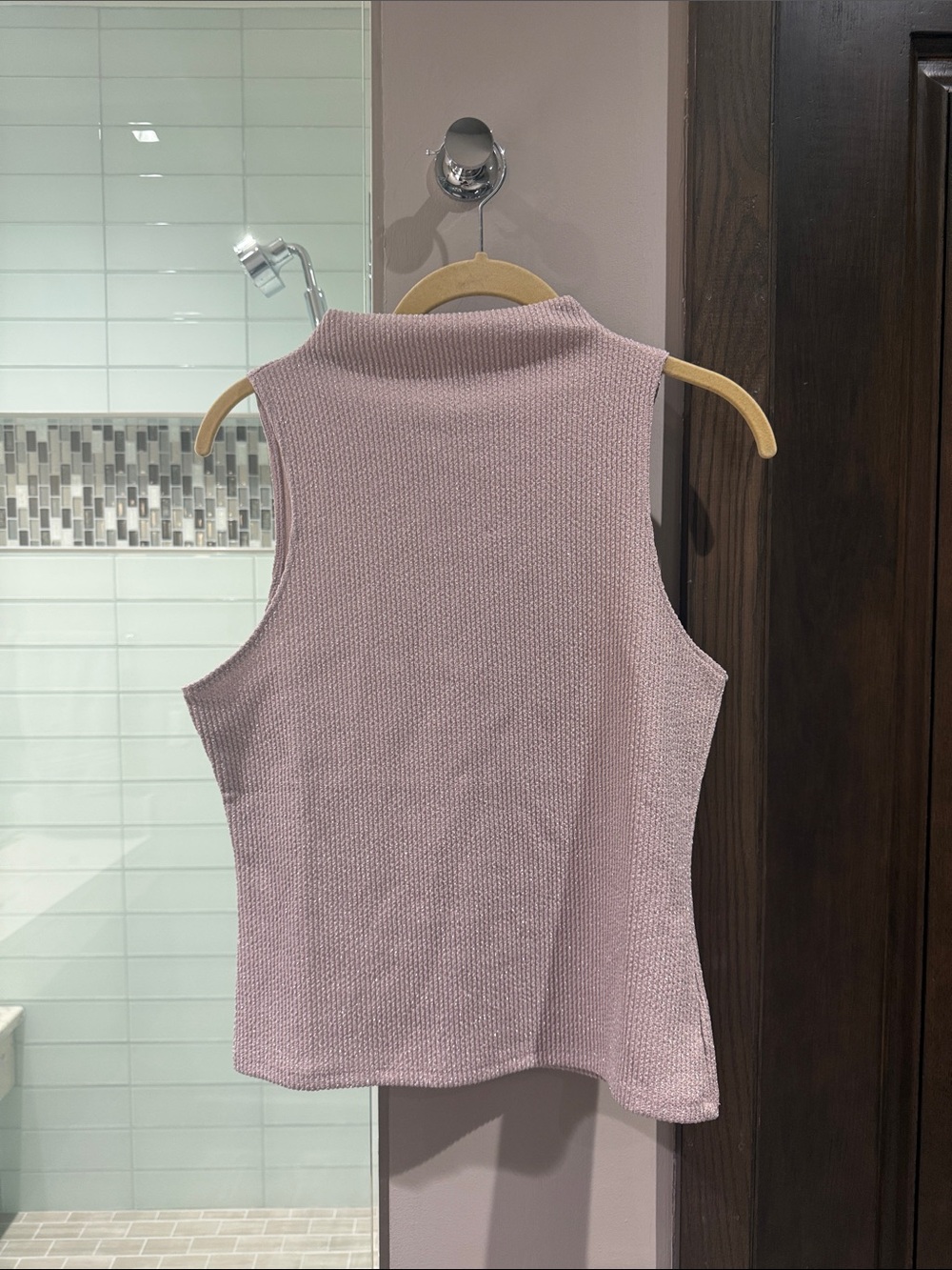 H&M Ribbed Sleeveless Mock Neck Tank - Light Dusty Rose
